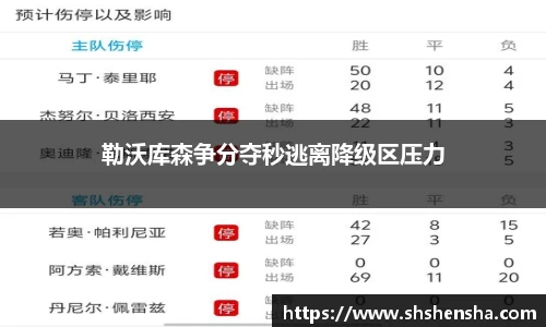 勒沃库森争分夺秒逃离降级区压力